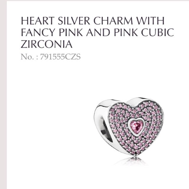 pandora sweetheart charm pink cz sterling silver