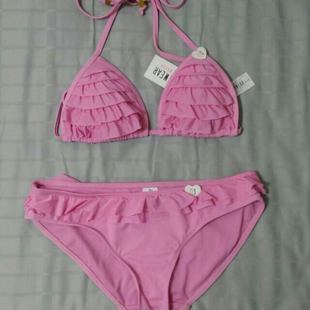 Pink Ruffle Triangle Bikini Set Women S Fashion Swimwear Bikinis