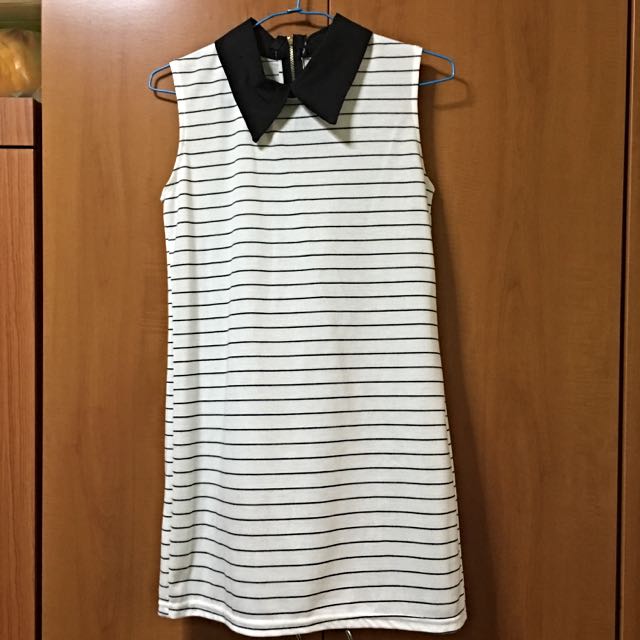 white stripes peterpan collar dress