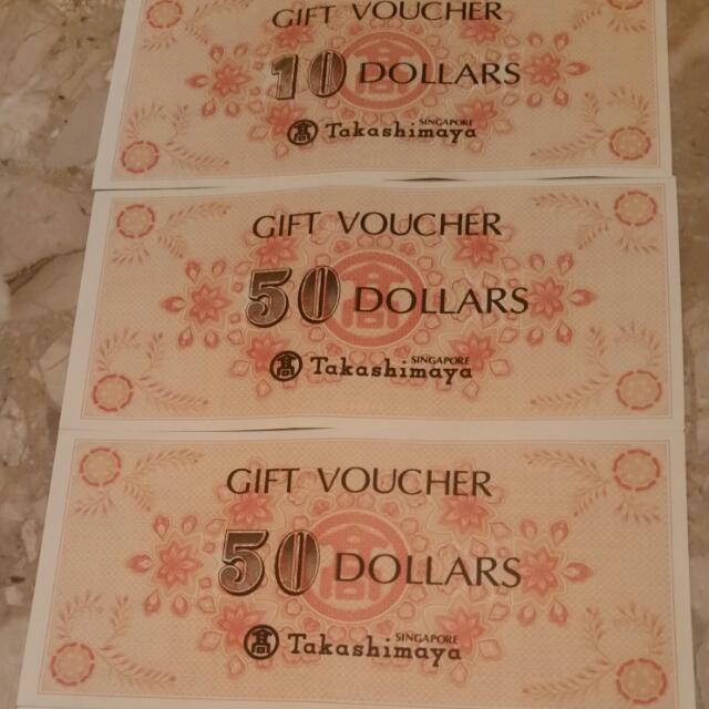 takashimaya vouchers worth $120