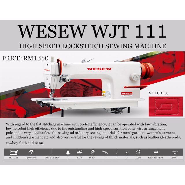 wesew wjt111 lockstitch sewing machine