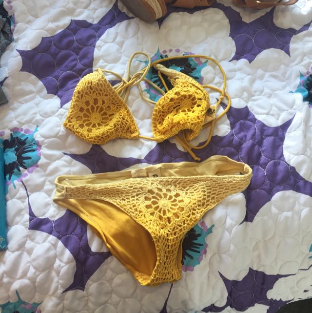 Crochet Yellow Bikini Women S Fashion Clothes On Carousell