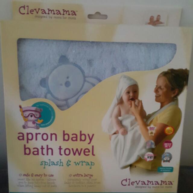 (reserved) bnib clevamama apron baby bath towel