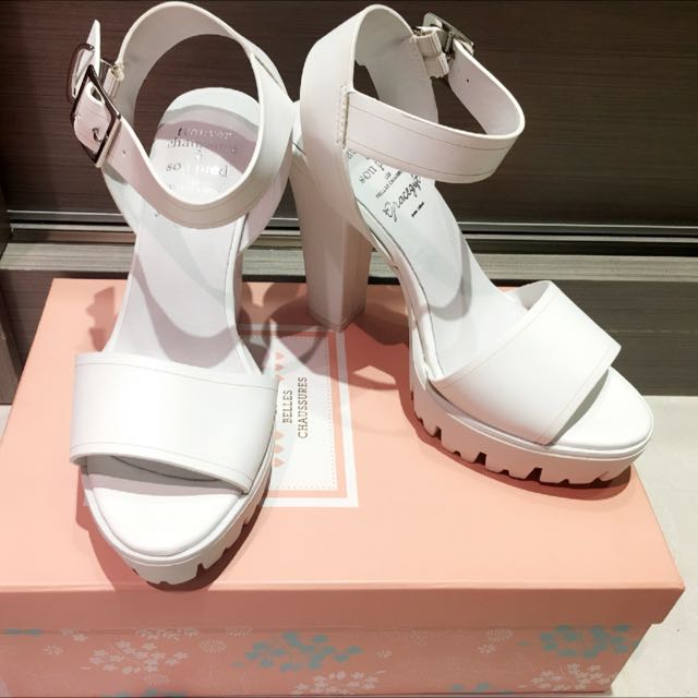 grace gift-宽带防水高跟凉鞋 白色size-36白