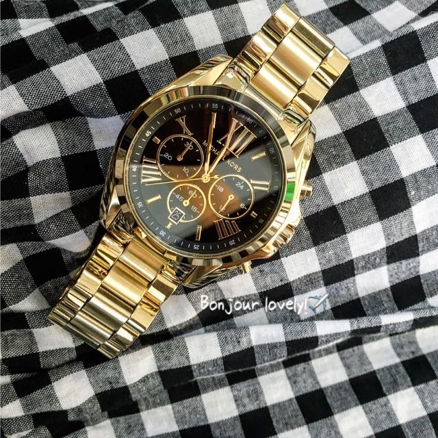michael kors 罗马三眼黑金时尚腕表 手表 mk5739