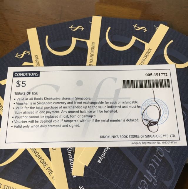 $40 kinokuniya vouchers, entertainment, gift  &