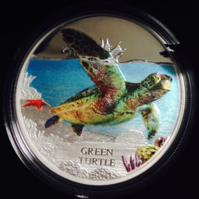 green sea turtle proof silver coin