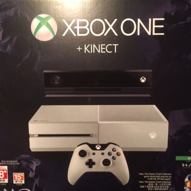 xbox one主机500g白色限定款含kinect 游戏*5 两个摇杆