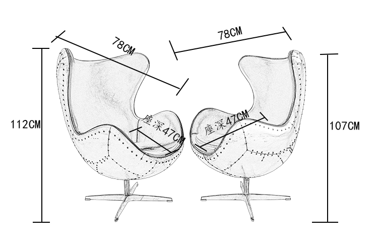 铝皮铆钉蛋椅 egg chair 经典休闲椅 蛋椅 复刻椅(504-3)