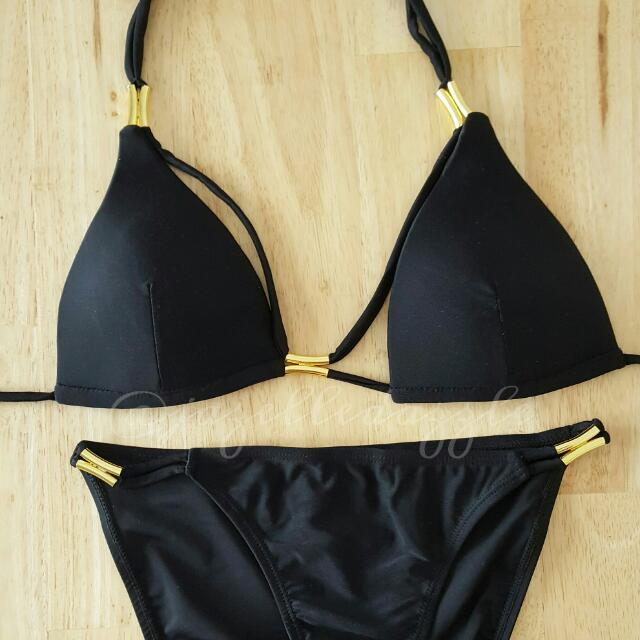Triangle Bikini Set Lena Black Women S Fashion Swimwear Bikinis Swimsuits On Carousell