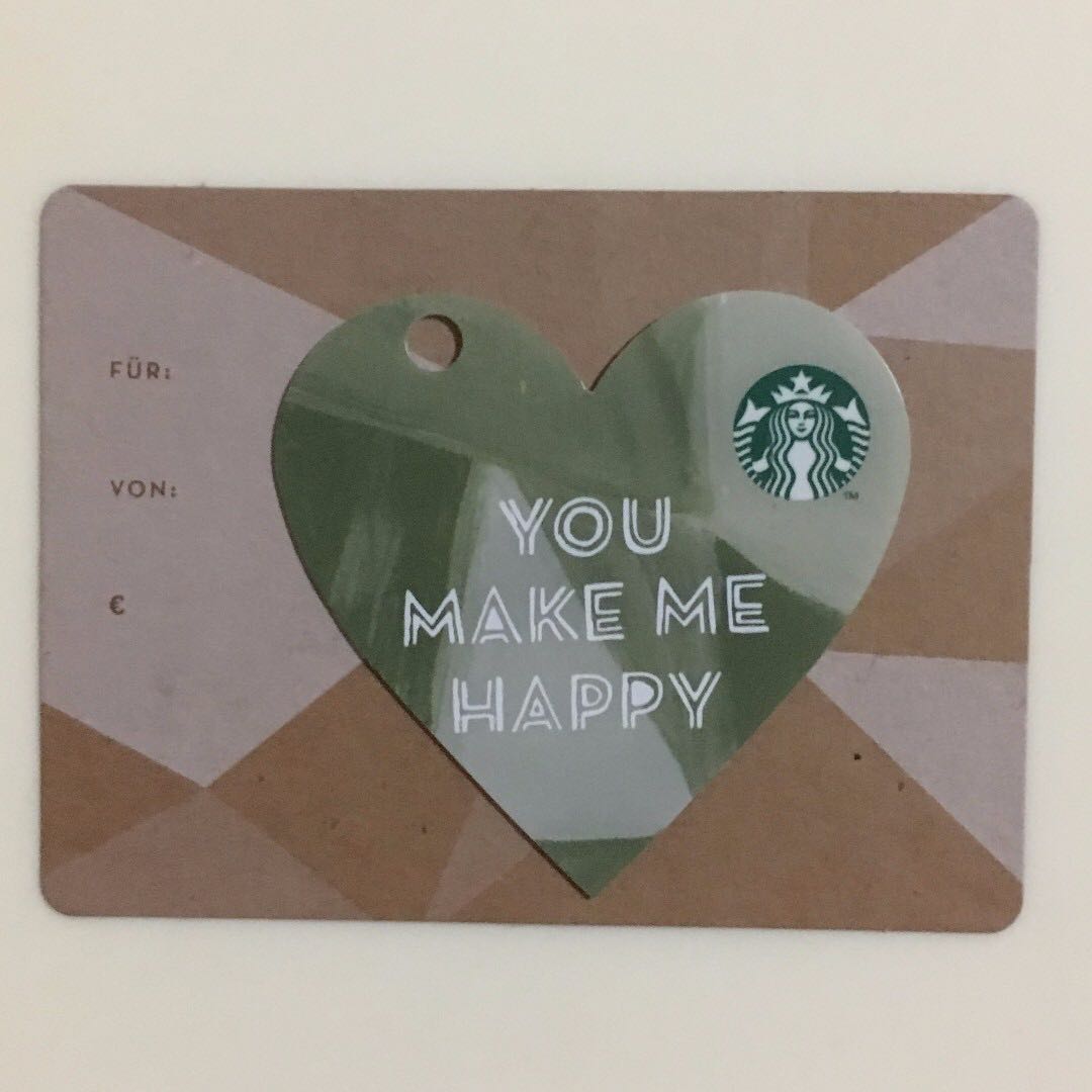 2015 starbucks heart shaped gift card - you make me happy in