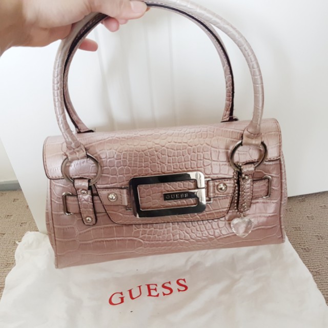 guess pink crocodile skin handbag jewel