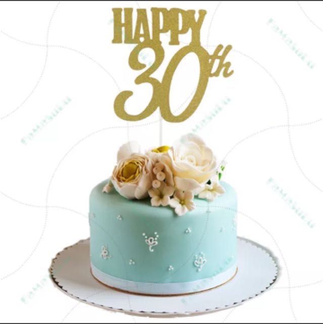 happy 30th 30岁 生日蛋糕插牌 cake topper