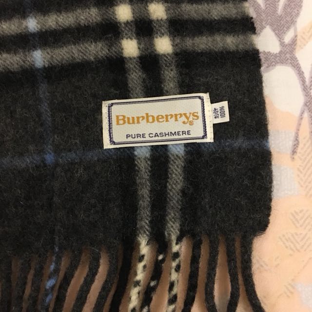 二手美品 burberry cashmere围巾 深灰格纹