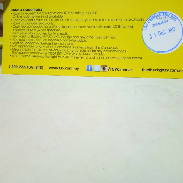 tgv movie voucher, tickets & vouchers, gift cards
