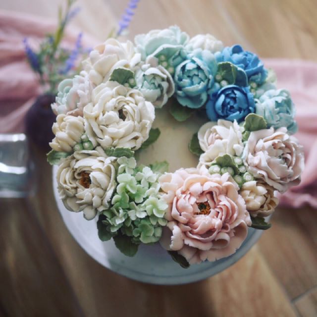 korean bean paste flower cake