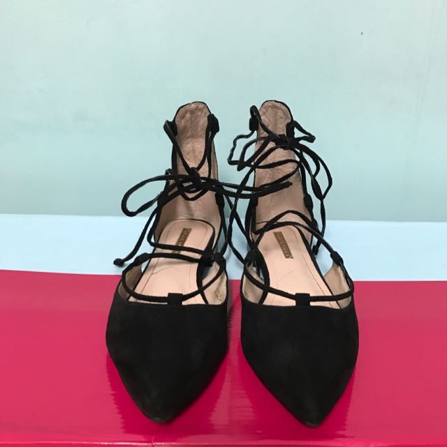 grace gift 尖头交叉绑带平底鞋23.