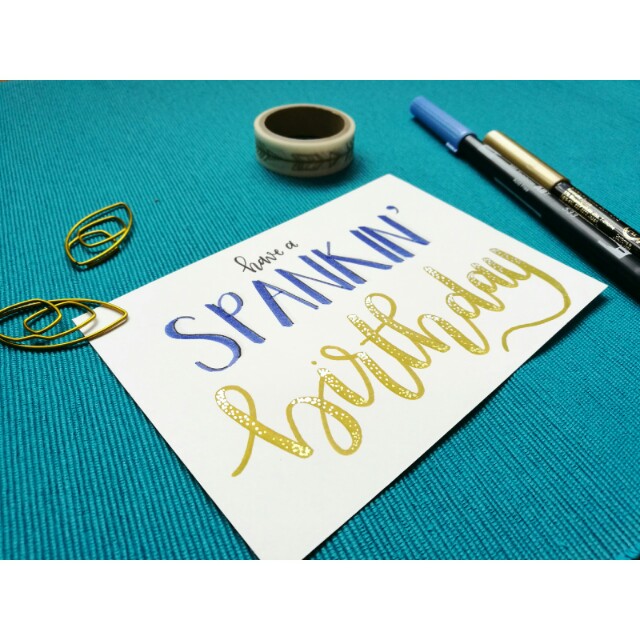 handlettered birthday card