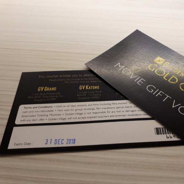 gv gold class tickets (1 pair)