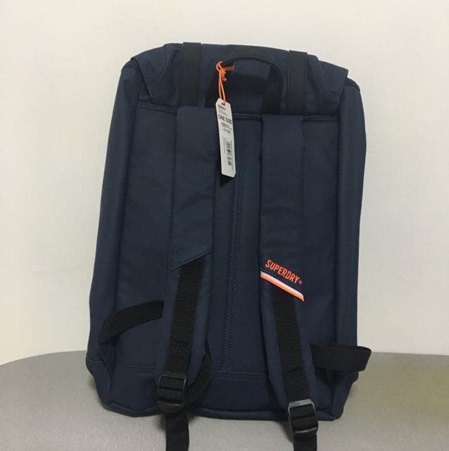 navy blue superdry orange label bag co. no 1