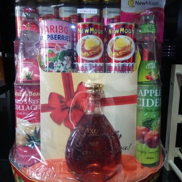 gift hamper with abalone, birdnest, brandy
