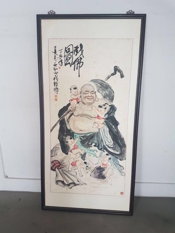 chinese painting (五子戏佛)