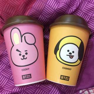 (instock) bt21 hot cup cooky & chimmy
