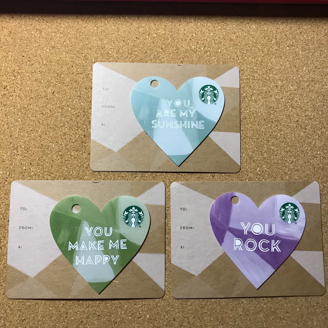 usa starbucks valentines set cards (3cards)