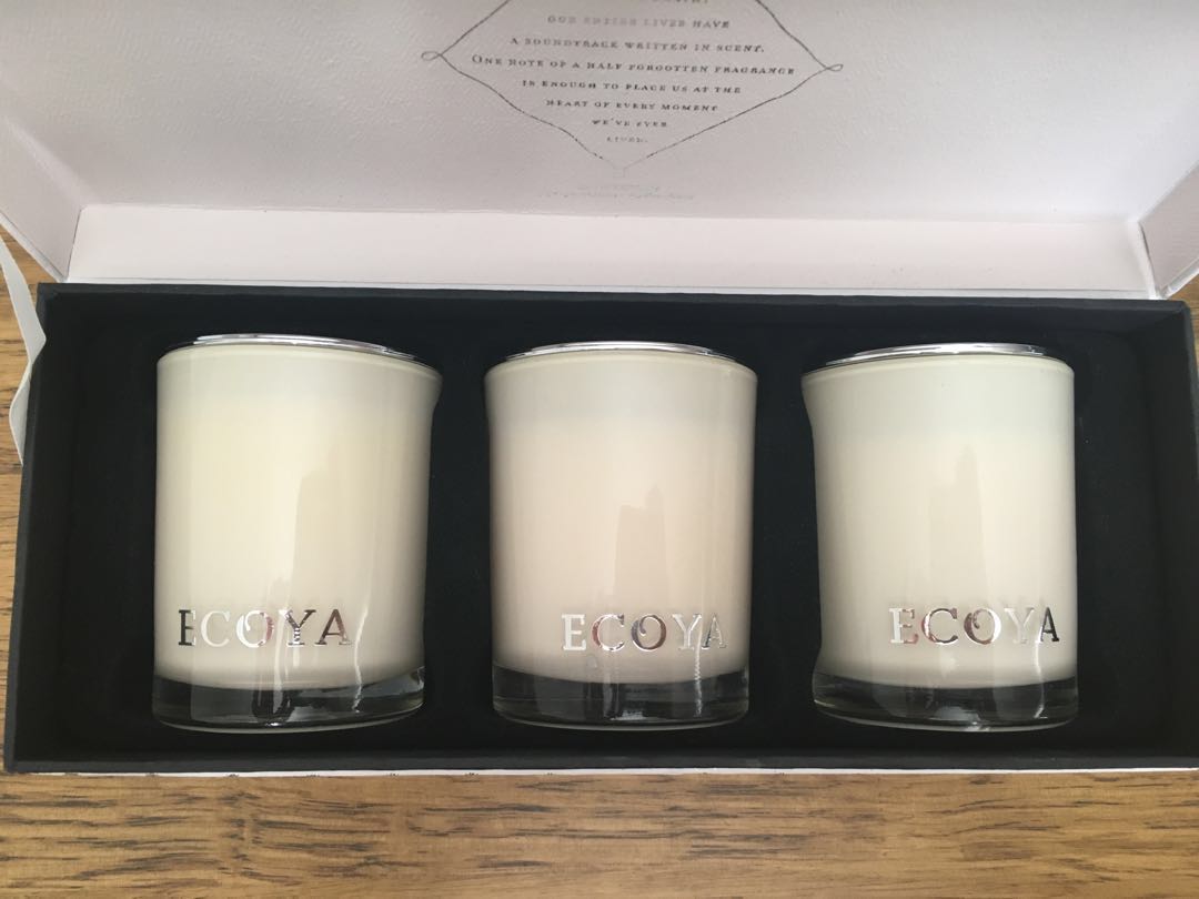 新品 ecoya mini soy wax candle gift set of 3 scents: french pear