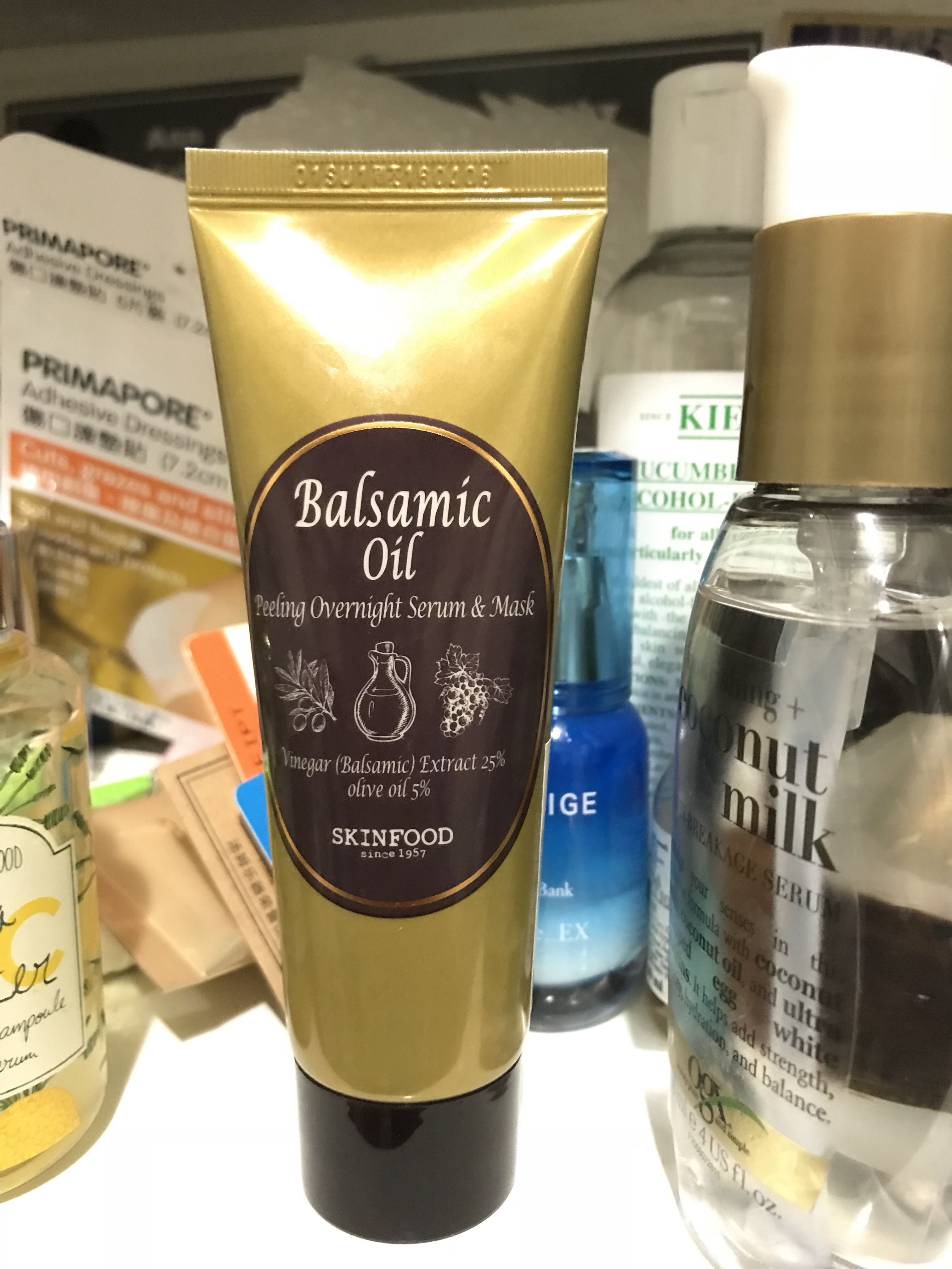 skinfood balsamic oil peeling serum and overnight mask