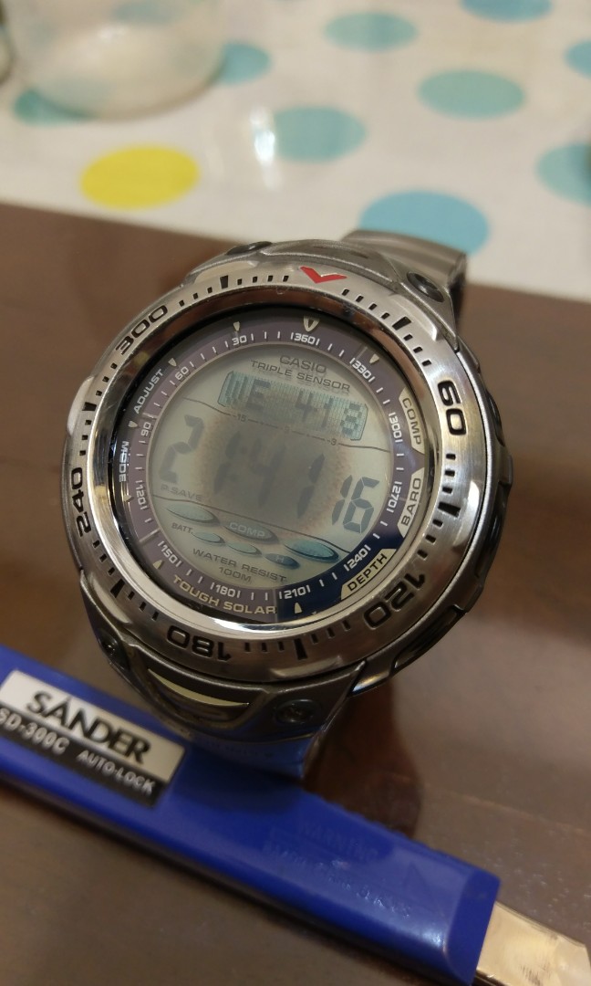 008 casio spf-70t titanium 钛表带 登山表 triple sensor 气压 方位