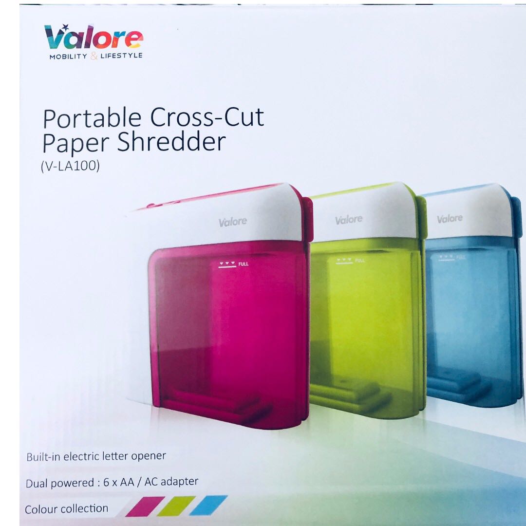 valore portable cross-cut paper shredder - blue colour - lightly