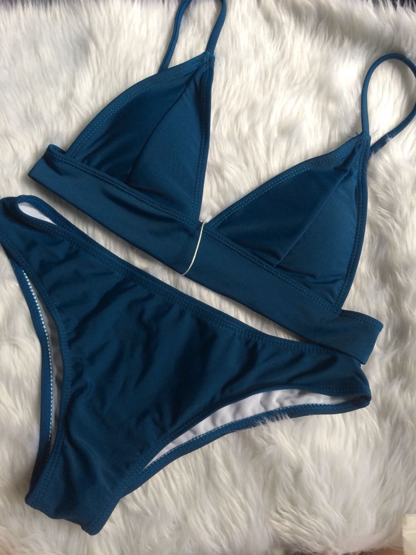 Available PEACOCK BLUE TRIANGLE BAND BIKINI Women S Fashion Swimwear Bikinis Swimsuits On
