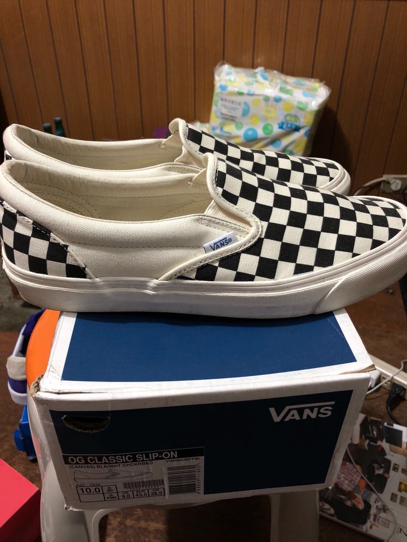 vans classic slip on og 黑白棋盘格 us10