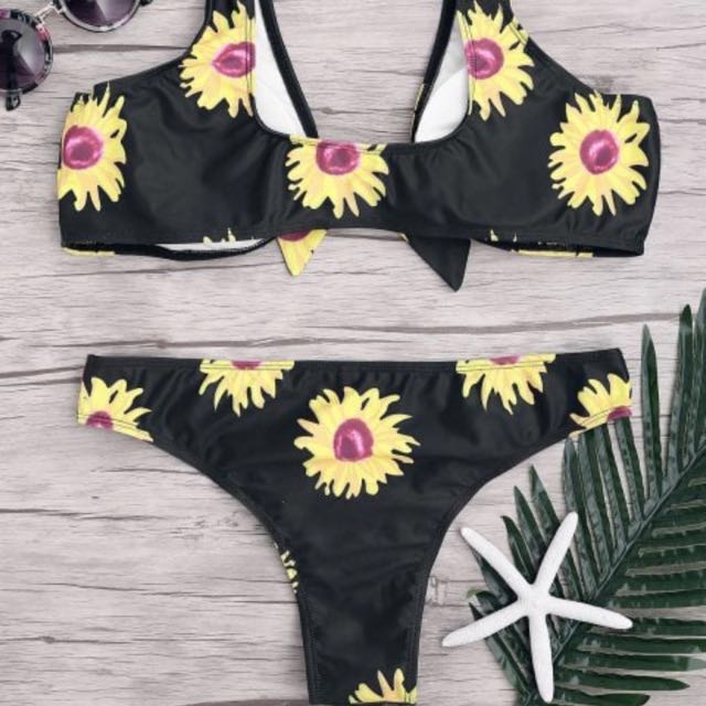 Sunflower Knotted Bikini Set Women S Fashion Swimwear Bikinis