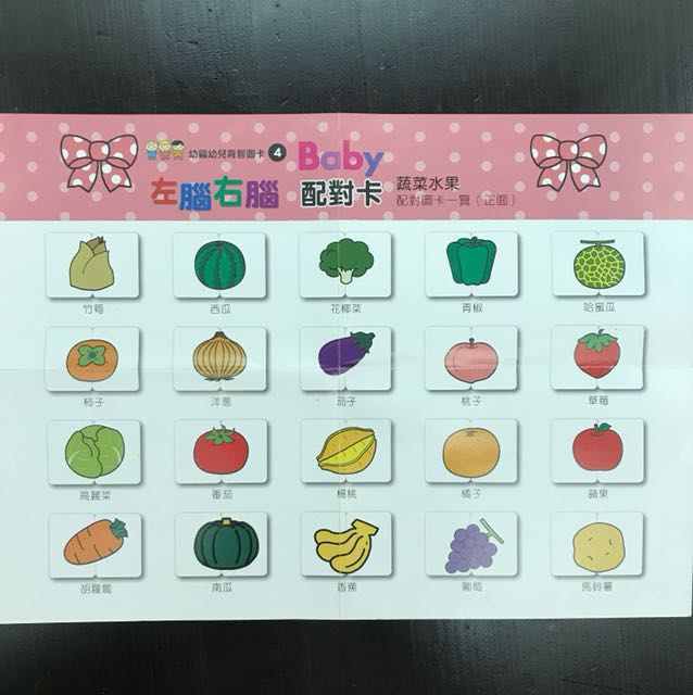 蔬菜水果左脑右脑配对卡