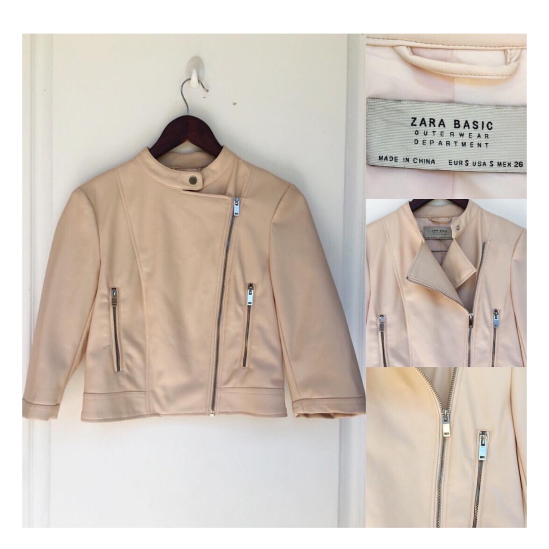 Zara Nude Leather Jacket Women S Fashion Coats Jackets And Outerwear