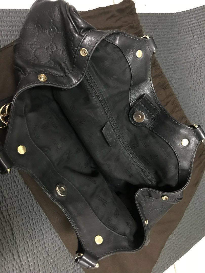 《二手真品》古驰 gucci sukey guccissimaa 黑牛皮 g