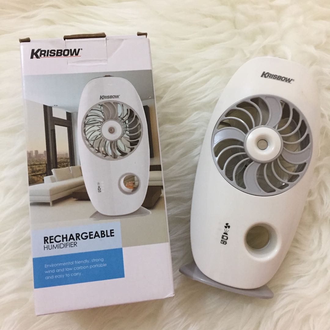 Krisbow Portable Fan Rechargeable Humidifier Kipas Angin Mini