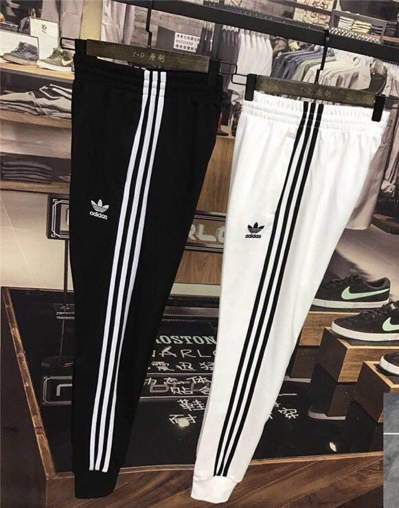 dh5801 adidas 三叶草 爱迪达刺绣 黑/白 三条杠 束脚