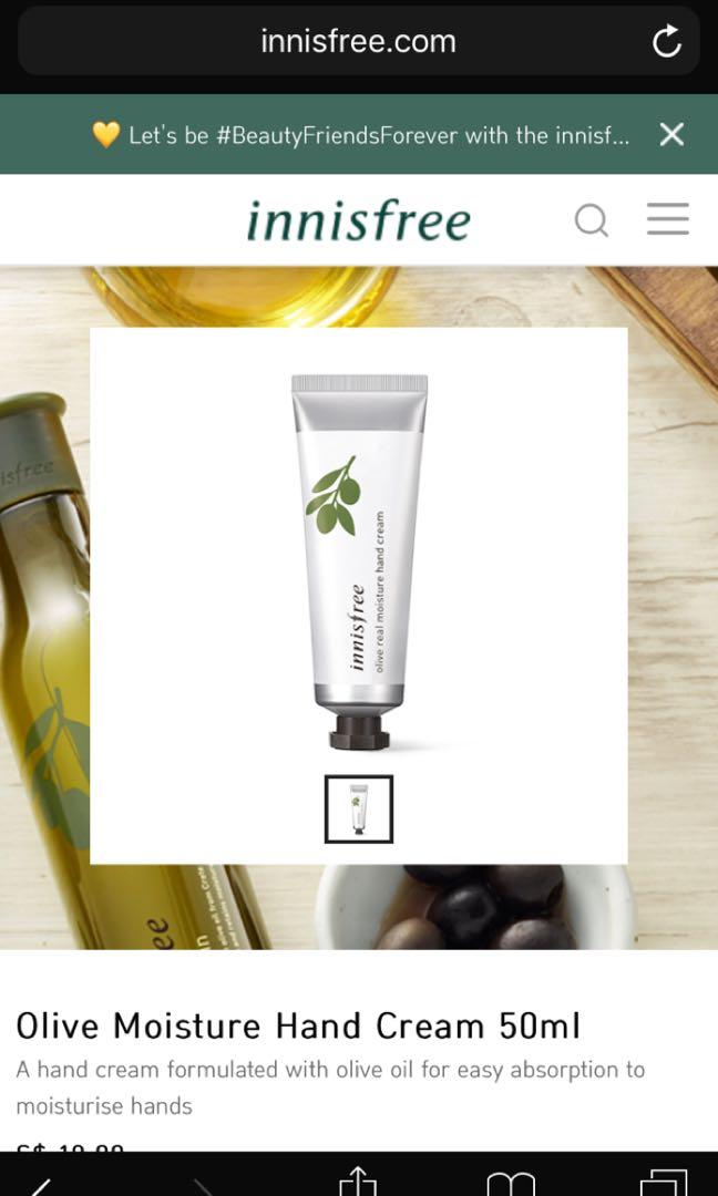 innisfree olive hand cream