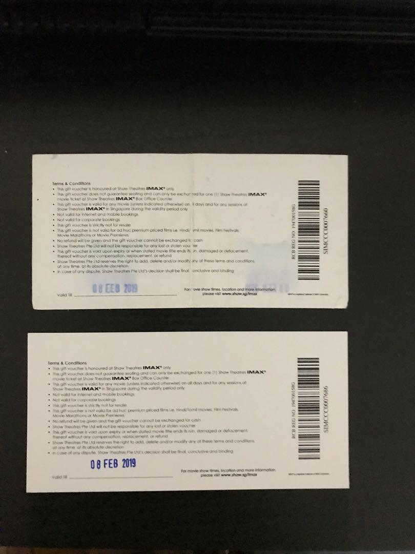 2 imax vouchers, entertainment, gift cards & 在