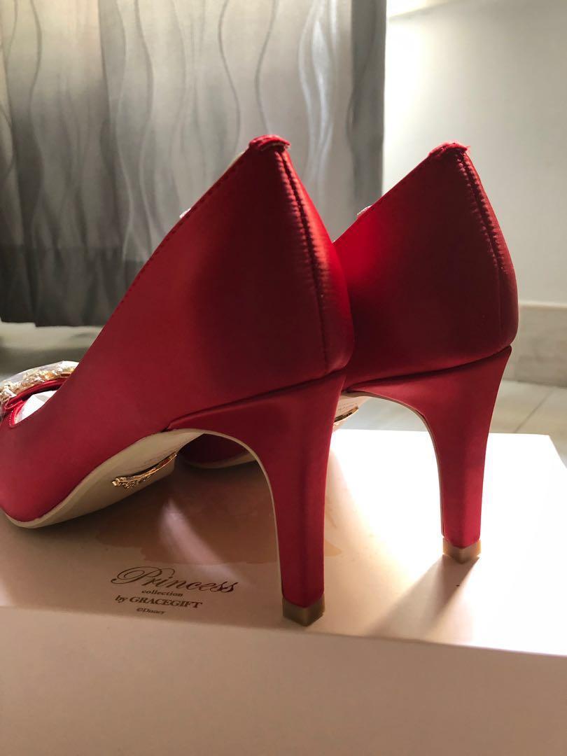 gracegift diamond heels in red 红色闪石高踭鞋 婚礼婚鞋 出门婚鞋