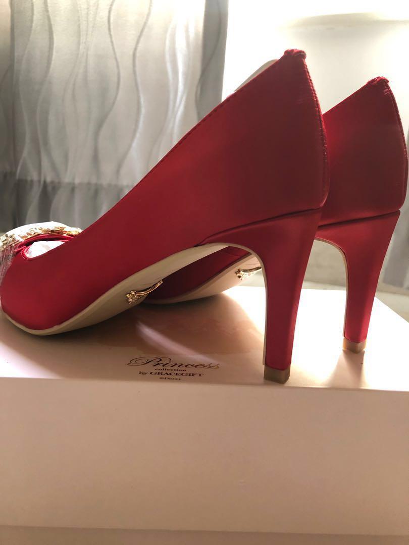 gracegift diamond heels in red 红色闪石高踭鞋 婚礼婚鞋 出门婚鞋