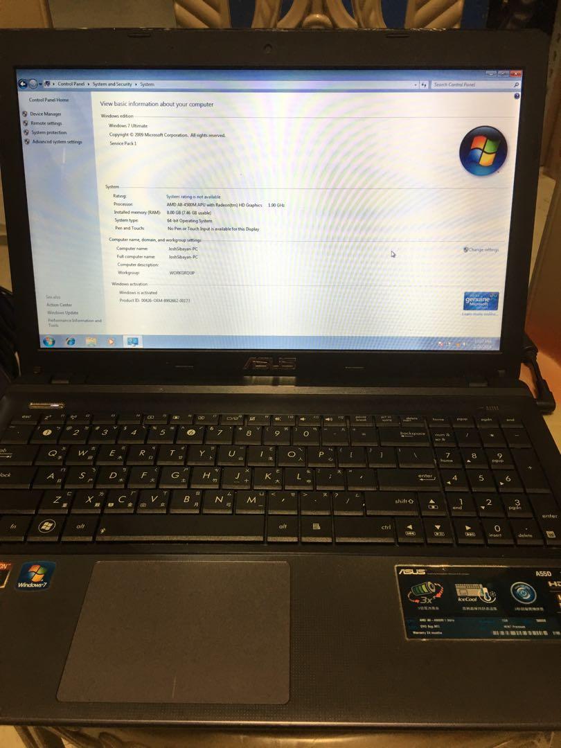 asus laptop window 7