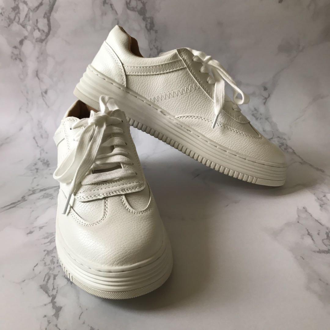pure white platform shoes