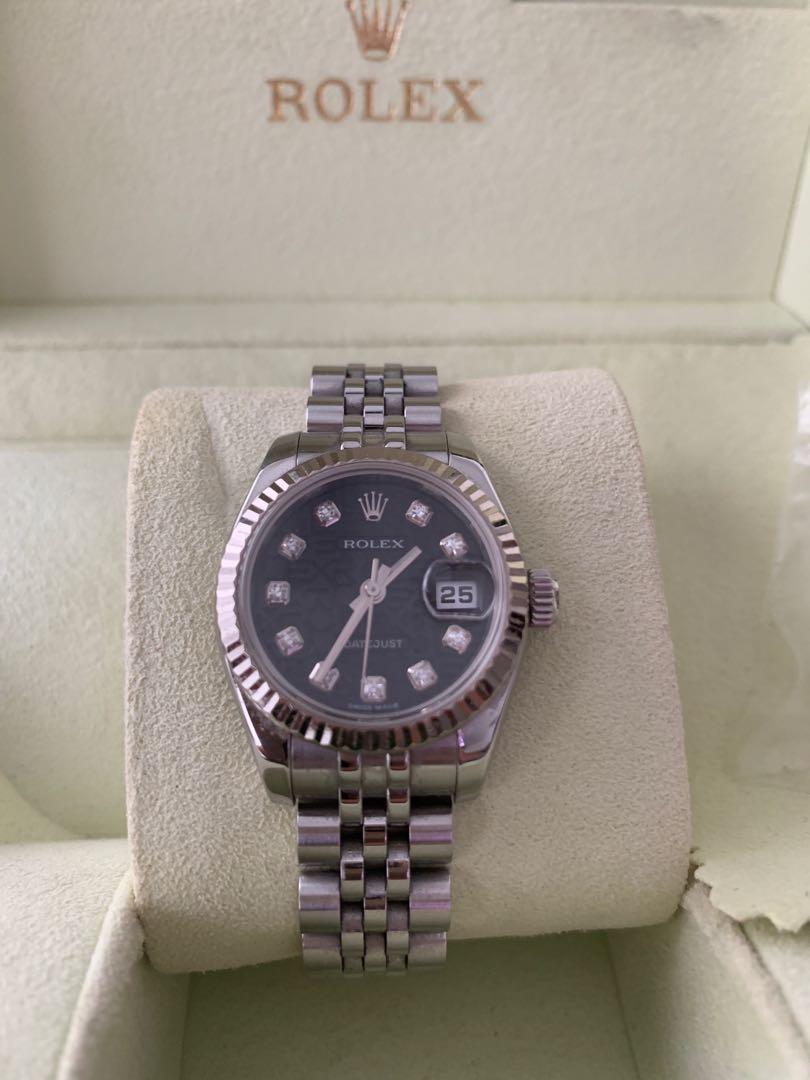 rolex datejust 179174 computer black face with diamond