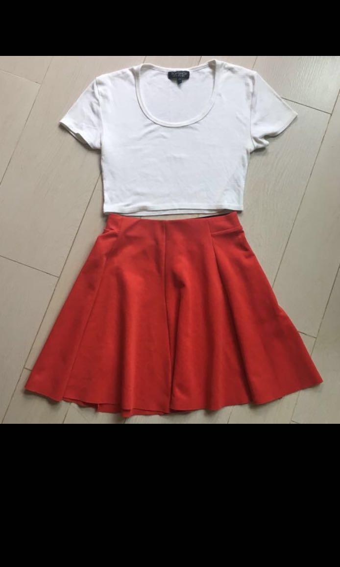 bershka百撘红色短裙red skirt