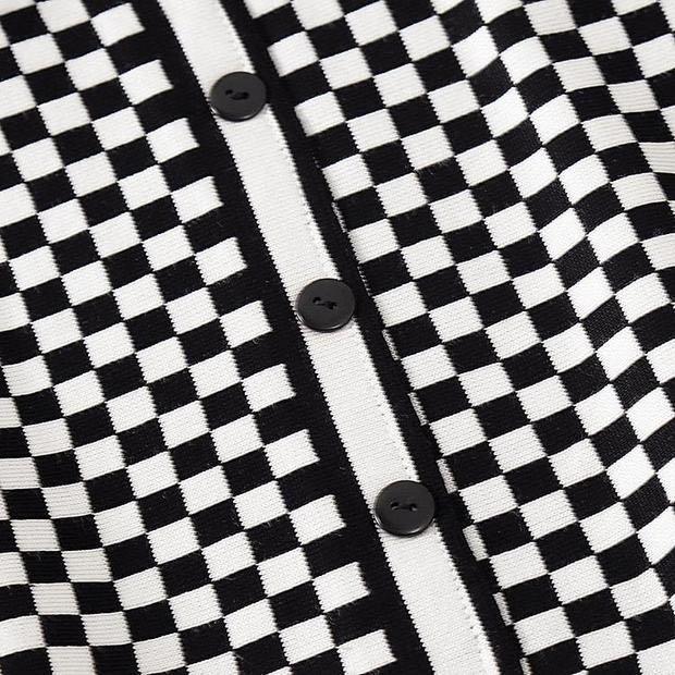 黑白棋盘格背心