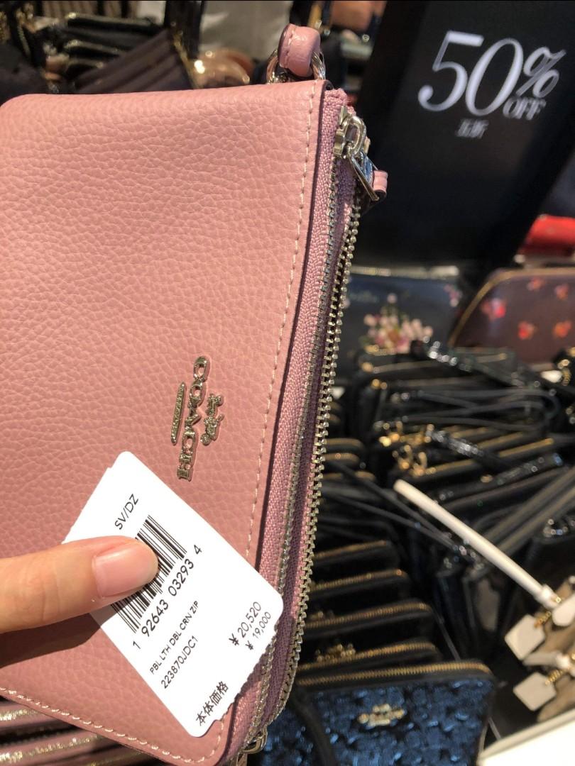 全新-日本outlet购入-正品-coach-双层拉鍊手拿包